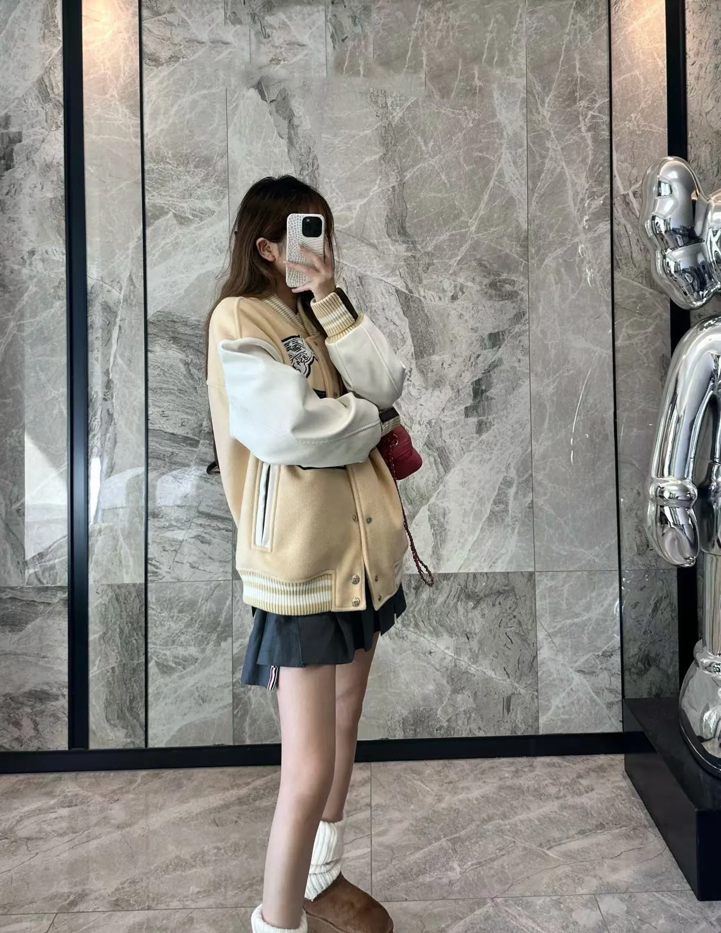 Louis Vuitton/Louis Vuitton 24Fw Pegasus towel embroidered baseball jacket